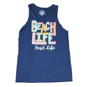 Love & Pineapples Beach Life Tank Top S Navy Blue 100% Cotton